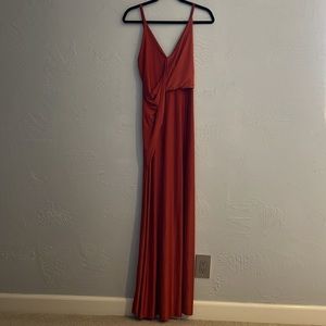Satin Maxi Dress with Leg Slit